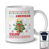 Personalized All American Trump Girl; Merry Christmas Custom Name X-mas Tree Trump Back 2024; Sweater T-Shirt