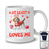 Personalized At Least My Beagle Loves Me; Lovely Valentine Hearts; Custom Name Single Family T-Shirt