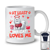 Personalized At Least My Cat Loves Me; Lovely Valentine Hearts; Custom Name Single Family T-Shirt