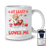 Personalized At Least My Corgi Loves Me; Lovely Valentine Hearts; Custom Name Single Family T-Shirt