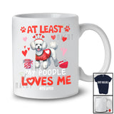 Personalized At Least My Poodle Loves Me; Lovely Valentine Hearts; Custom Name Single Family T-Shirt