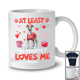 Personalized At Least My Whippet Loves Me; Lovely Valentine Hearts; Custom Name Single Family T-Shirt