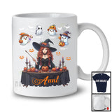Personalized Aunt Witch With Custom Name Boo Ghost, Adorable Halloween Witch Family Group T-Shirt