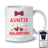 Personalized Auntie Is My Valentine; Lovely Plaid Bow Tie Hearts; Custom Name Boys Family T-Shirt