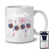 Personalized Auntie, Amazing 4th Of July Sunflowers, Fireworks Custom Name Family Patriotic T-Shirt