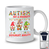 Personalized Autism It's A Different Ability; Lovely Christmas Custom Name Autistic Gnome T-Shirt