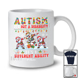 Personalized Autism It's A Different Ability; Lovely Christmas Custom Name Autistic Santa Dabbing T-Shirt