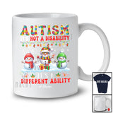 Personalized Autism It's A Different Ability; Lovely Christmas Custom Name Autistic Snowman T-Shirt