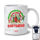 Personalized Bartender Squad; Fantastic Christmas Custom Name Bartender; Plaid Rainbow Snowman T-Shirt