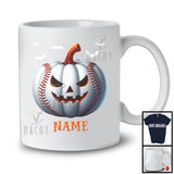 Personalized Baseball Pumpkin Face, Humorous Halloween Custom Name Baseball Player T-Shirt