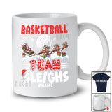 Personalized Basketball Team Sleighs; Joyful Christmas Santa Sled Reindeer; Custom Name Sport Player T-Shirt