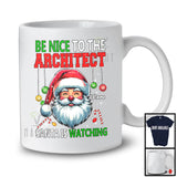 Personalized Be Nice To The Architect; Merry Christmas Santa Face; Custom Name Men Jobs T-Shirt