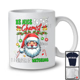 Personalized Be Nice To The Chemist; Merry Christmas Santa Face; Custom Name Women Jobs T-Shirt