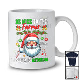 Personalized Be Nice To The Farmer; Merry Christmas Santa Face; Custom Name Women Jobs T-Shirt