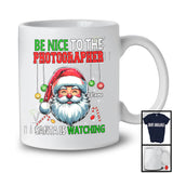 Personalized Be Nice To The Photographer; Merry Christmas Santa Face; Custom Name Men Jobs T-Shirt