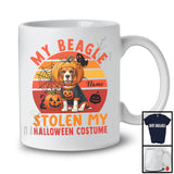 Personalized Beagle Stolen My Halloween Costume; Scary Pumpkin Face; Custom Name T-Shirt