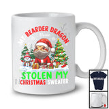 Personalized Bearder Dragon Stolen My Christmas Sweater; Cute X-mas Tree Custom Name Snowing T-Shirt