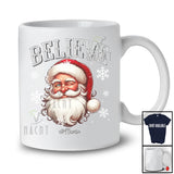 Personalized Believe; Amusing Christmas Snowing Santa Face; Custom Name Family Group T-Shirt