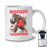 Personalized Bigfoot Is My Valentine; Adorable Bigfoot Holding Hearts; Custom Name Men Single T-Shirt