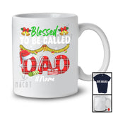 Personalized Blessed To Be Called Dad; Awesome Christmas Red Plaid Custom Name Dad; Family T-Shirt