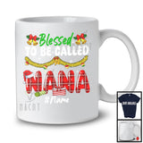 Personalized Blessed To Be Called Nana; Awesome Christmas Red Plaid Custom Name Nana; Family T-Shirt