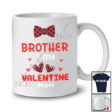 Personalized Brother Is My Valentine; Lovely Plaid Bow Tie Hearts; Custom Name Boys Family T-Shirt