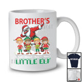 Personalized Brother's Little Elf; Cheerful Christmas Dabbing Santa With Elf; Custom Name Family T-Shirt