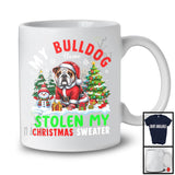 Personalized Bulldog Stolen My Christmas Sweater; Cute X-mas Tree Custom Name Snowing T-Shirt