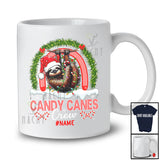 Personalized Candy Canes Crew; Amusing Christmas Custom Name Sloth Santa; Rainbow T-Shirt