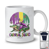 Personalized Carnival Squad; Lovely Mardi Gras Crawfish Riding Alligator; Custom Name Parades T-Shirt