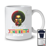 Personalized Celebrate Juneteenth, Lovely Custom Name Black Afro Men Messy Hair, Proud African T-Shirt