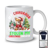 Personalized Chihuahua Stolen My Christmas Sweater; Cute X-mas Tree Custom Name Snowing T-Shirt