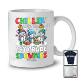 Personalized Chillin' With 1st Grade Snowmies; Amusing Christmas Snowman; Custom Name Teacher T-Shirt