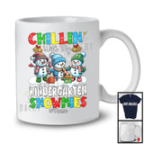 Personalized Chillin' With Kindergarten Snowmies; Amusing Christmas Snowman; Custom Name Teacher T-Shirt