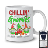 Personalized Chillin' With My Gnomies; Humorous Christmas Custom Name 3 Gnomes; Family T-Shirt