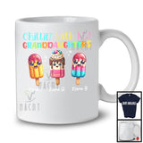 Personalized Chillin' With My Granddaughters; Colorful Summer Custom Name Three Ice Creams T-Shirt