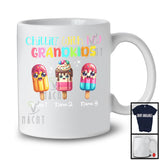 Personalized Chillin' With My Grandkids; Colorful Summer Custom Name Three Ice Creams T-Shirt