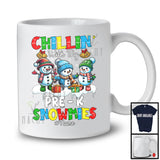 Personalized Chillin' With Pre-K Snowmies; Amusing Christmas Snowman; Custom Name Teacher T-Shirt