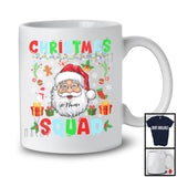 Personalized Christmas Squad; Joyful X-mas Lights Santa Face; Custom Name Family Group T-Shirt