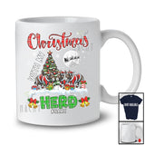 Personalized Christmas With My Herd; Fantastic Three Santa Mule; Plaid Custom Name Farmer T-Shirt