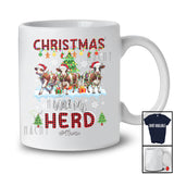 Personalized Christmas With My Herd; Fantastic X-mas Plaid Three Santa Cow; Custom Name Farmer T-Shirt