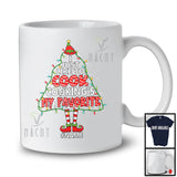 Personalized Cooking's My Favorite; Proud Christmas Lights Tree Elf; Custom Name Lunch Lady Chef T-Shirt