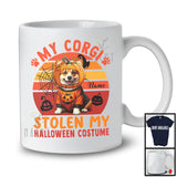 Personalized Corgi Stolen My Halloween Costume; Scary Pumpkin Face; Custom Name T-Shirt