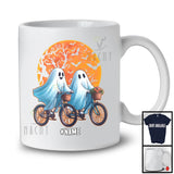 Personalized Couple Ghost Cycling; Humorous Halloween Custom Name Cycling Lover T-Shirt