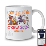 Personalized Cousin Crew 2024, Horror Halloween Custom Name Family Pumpkin Skeleton Witch T-Shirt