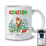 Personalized Cousin Crew; Adorable Christmas Lights Tree Elf Snowing; Custom Name Family T-Shirt