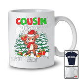 Personalized Cousin Crew; Adorable Christmas Lights Tree Reindeer Snowing; Custom Name Family T-Shirt