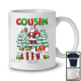 Personalized Cousin Crew; Adorable Christmas Lights Tree Santa Leopard Plaid; Custom Name Family T-Shirt