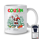 Personalized Cousin Crew; Adorable Christmas Lights Tree Santa Snowing; Custom Name Family T-Shirt