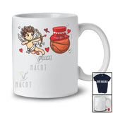 Personalized Cupid With Basketball Ball; Lovely Valentine Hearts; Custom Name Basketball Player T-Shirt